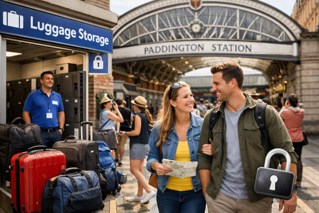 Luggage storage Paddington station for tourists near main entrance